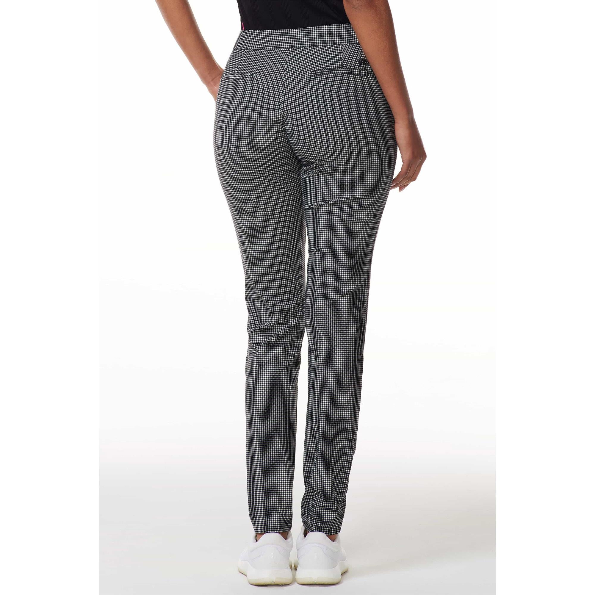 Female golfer showing back view of PXG Mini Check Ladies Golf Pants